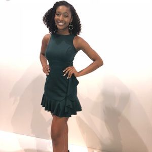 Green Pleated Mini Dress